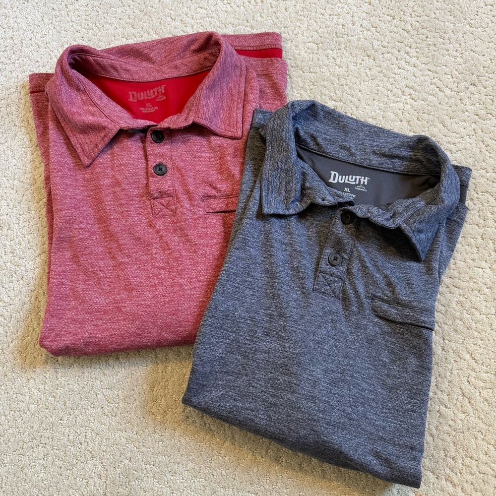 Duluth Trading Co. Red and Gray Relaxed Fit Polo Shirts XL